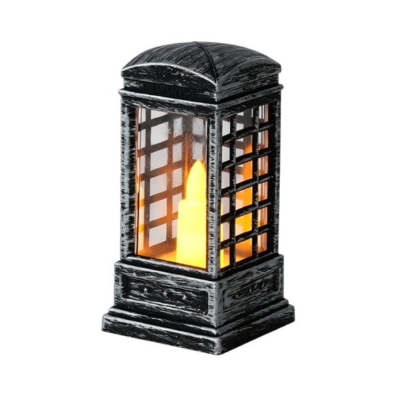 HOARBOEG Vintage Telephone Booth Night Light, Hanging Mini Phone Box Table Lamp, Decorative Ambient Lighting for Bedroom Living Room, Gray Plastic Retro Decor
