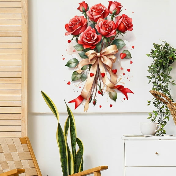 HOARBOEG Wall Festival Wreath Decal Sticker 22x33in, Large Waterproof Christmas Wall Sticker, 3D Holiday Vinyl Decoration for Living Room, Bedroom, Window, Door