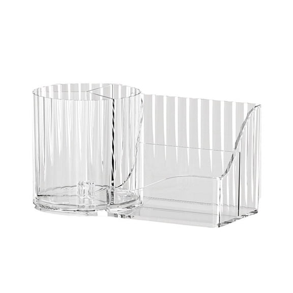 HOARBOEG Wall Mounted Bathroom Organizer - Transparent Plastic Storage Box with Cylinder Compartment, No-Drill Adhesive Shelf, Jewelry, Makeup Brushes - Multi-Layer Organizer for Bathroom