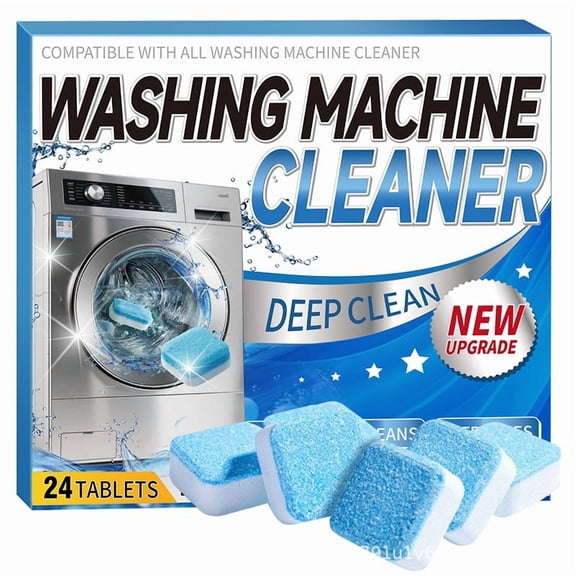 HOARBOEG Washing Machine Cleaner Tablets, 24-Count Deep Cleaning Descaler & Deodorizer for HE Front Load & Top Load Washers, Septic Safe, Cleans Drum Tub & Internal Parts, Eliminates Odor & Residue