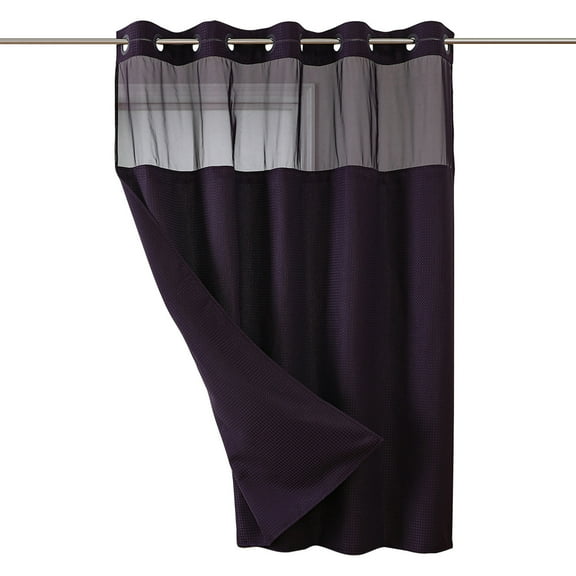 HOARBOEG Wavy Weave Shower Curtain with Built-in Liner, - No Hooks Needed, 230GSM Waterproof SpringShower Curtain, Bathroom Decor, Long Shower Curtain Liners 71*74in