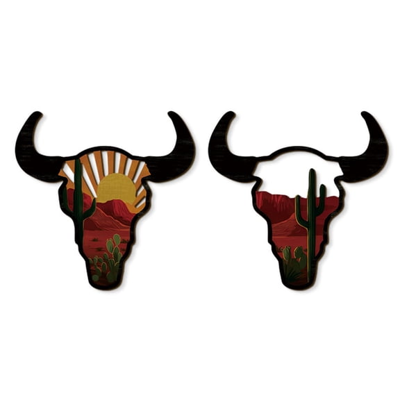 HOARBOEG Western Bull Head Wall Decoration Hanging - Metal Sculpture CowTeens Decor for Ranch Style Home, Man Cave & Rustic Western Wall Art, Gift