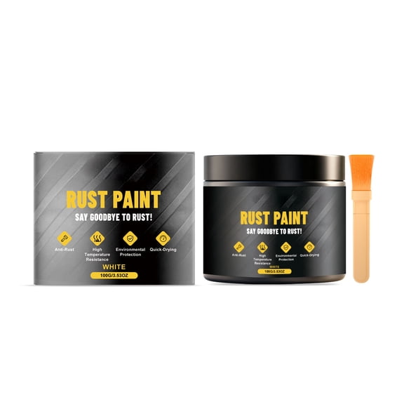 HOARBOEG White Anti Rust Paint with Matte Finish, 100g Metal Rust Prevention Coating, Fast Drying Rust Resistant Paint for Indoor Outdoor Use, Corrosion Protection for Iron & Steel Surfaces