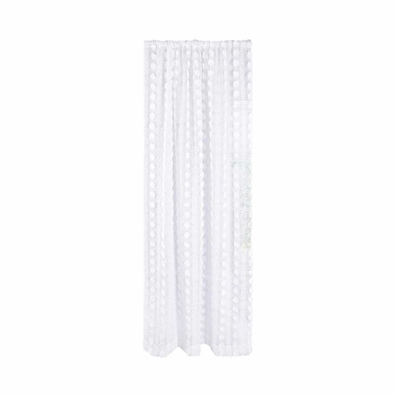 HOARBOEG White Bobble Sheer Voile Curtain Panel, Polka Dot Privacy Window Drape, Light Filtering Semi Transparent Sheers for Bedroom Living Room Decor