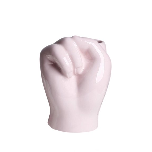 HOARBOEG White Ceramic Hand Shaped Sculptural Vase, Multi-Functional Desk Organizer Pen Holder and Toothbrush Holder, Minimalist Art Decor for Home Office, Bathroom Countertop Storage