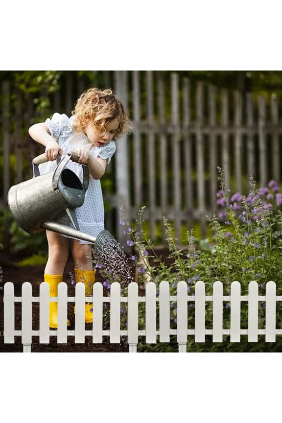 HOARBOEG White Vinyl Corner Picket Fence Border Plastic White Edging Garden Picket Fence Panel Screen Flowerbed Plant Border for Yard Garden Landscape