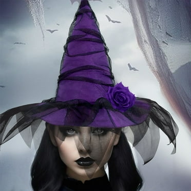 HOARBOEG Witch Hat, Gothic Queen Halloween Costume Accessory for Dark Photo Shoots & Witch Parties