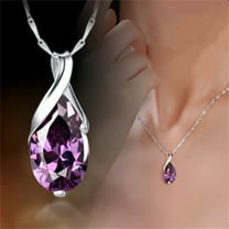 HOARBOEG Woman Alloy Necklace- Teardrop Pendant Amethyst Pendant Necklace, for Her/Bridal/Daughter/Mother Mother's Day Valentine's Day Gift