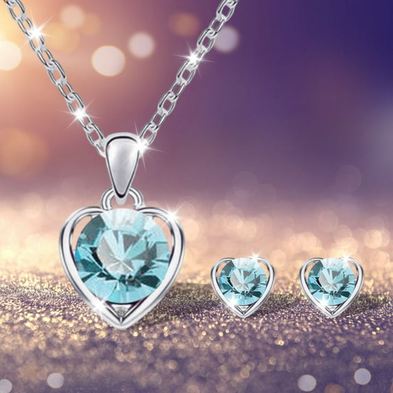 HOARBOEG Women Jewelry Set heartagram Necklace Dangle Drop Earrings Dangling Sets Birthstone Crystals Rhinestone,Birthday Anniversary Wedding Mother’s Day Gifts for Mom