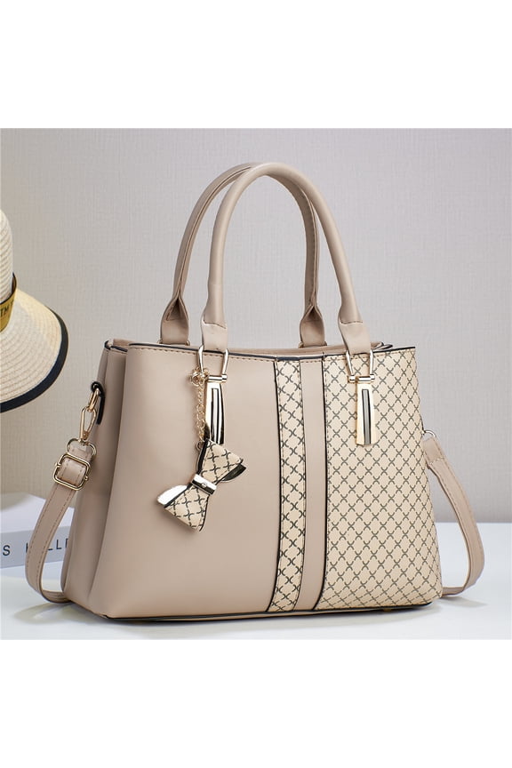 HOARBOEG Women's Leather Patchwork Tote Bag, Large Capacity Handbag with Multiple Compartments, Adjustable Shoulder Strap, Elegant Crossbody Purse for Work, Travel, and Daily Use