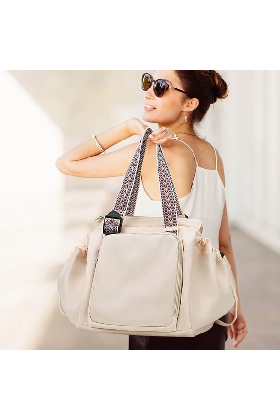 HOARBOEG Women's Multifunctional Travel Organizer Tote Bag – Large Capacity 15-Pocket Crossbody Shoulder Bag, Water-Resistant Work Backpack for Laptop, Commute, Shopping