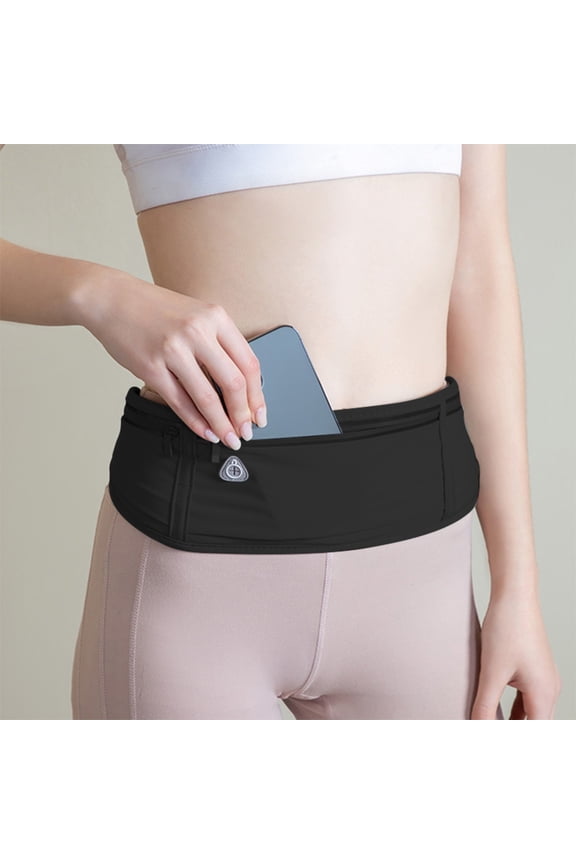 HOARBOEG Women's Running Waist Pack with Zipper Pockets, Adjustable Gym Waist Bag for Workout, Hiking & Cycling – Lightweight Water-Resistant Fanny Pack with Reflective Strip & Headphone Hole