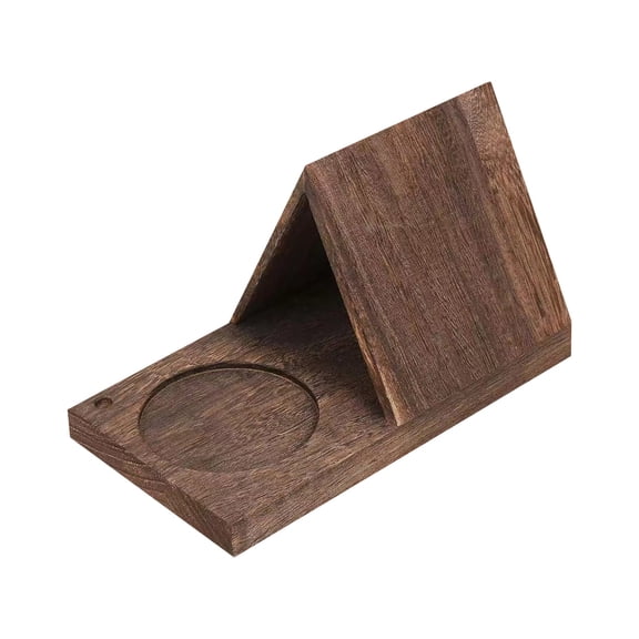 HOARBOEG Wooden Book Stand for Reading, Triangular Page Holder with Cup Holder & Base, Solid Wood Desktop Bookrest Organizer for Desk, Bedside, Sofa - Home Office Decor
