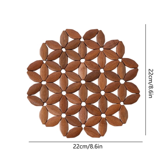 HOARBOEG Wooden Hot Pad Trivet, 8.6x8.6in Square Heat Resistant Trivet for Hot Pots Pans, Natural Wood Insulation Mat for Dining Table, Kitchen Countertop Protection, Non-Slip Colored Wood Trivet