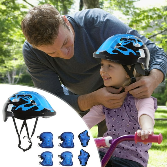 HOARBOEG Youth Protective Gear Set 7Pc - Adjustable Helmet, Knee & Elbow Pads for Inline/Scooter/Skateboard - Breathable Padding