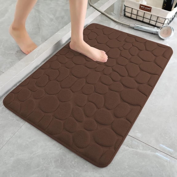 HOARBOER Large Bath Mat, Memory Cotton Sponge Bathroom Rugs Water-absorbing Non-slip Door Mat for Bathroom Imitation Cobblestone Pattern Foor Pad Multipurpose Floor Mat for Kitchen Porch Office Etc