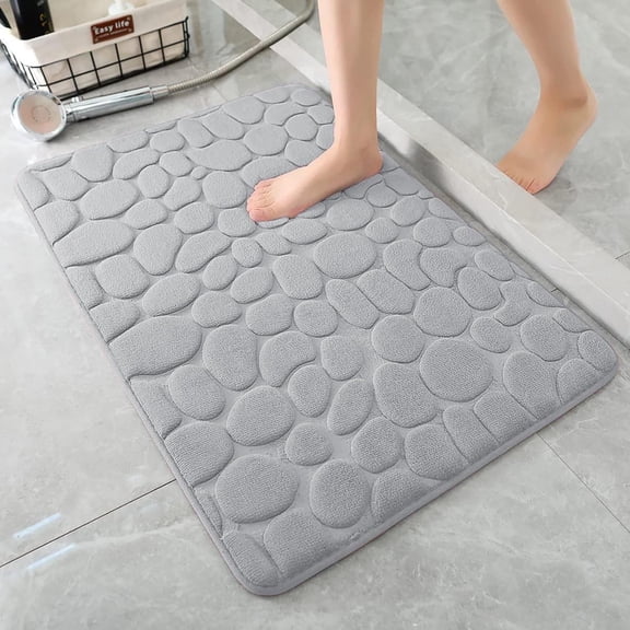 HOARBOER Large Bath Mat, Memory Cotton Sponge Bathroom Rugs Water-absorbing Non-slip Door Mat for Bathroom Imitation Cobblestone Pattern Foor Pad Multipurpose Floor Mat for Kitchen Porch Office Etc