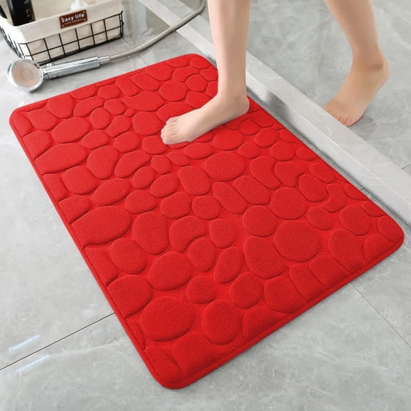 HOARBOER Large Bath Mat, Memory Cotton Sponge Bathroom Rugs Water-absorbing Non-slip Door Mat for Bathroom Imitation Cobblestone Pattern Foor Pad Multipurpose Floor Mat for Kitchen Porch Office Etc
