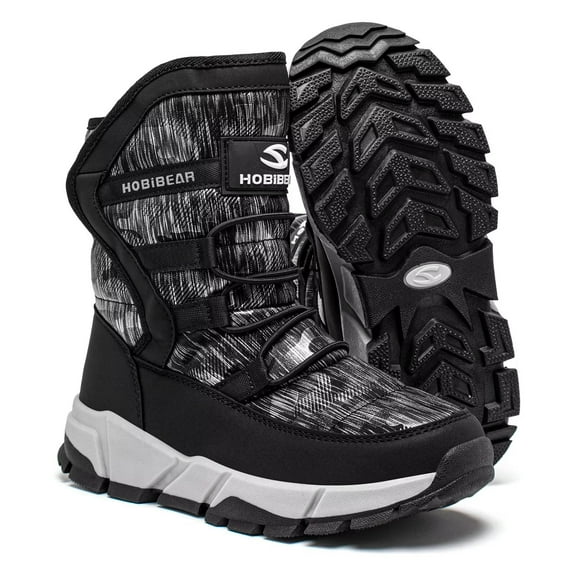 HOBIBEAR Boys Snow Boots Waterproof Outdoor Warm Slip girls Winter Shoes(Size Toddler 5.5-Big Kids 7)