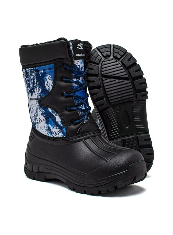 Boys' Waterproof Insulated Snow Boots, Mid Calf, Black