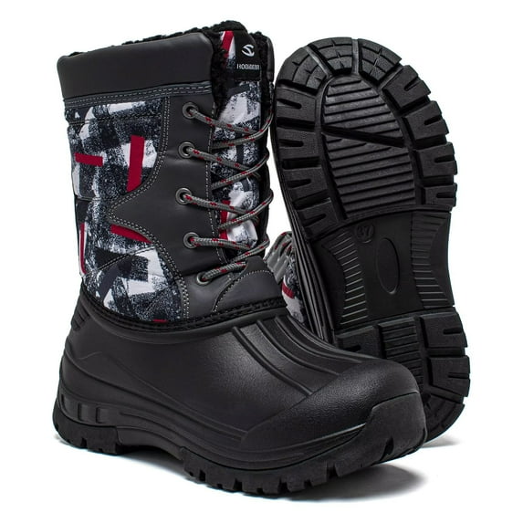 HOBIBEAR Boys' Waterproof Winter Snow Boots with Insulation for Cold Weather