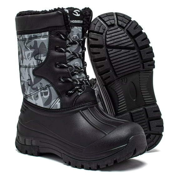 HOBIBEAR Boys' Waterproof Winter Snow Boots with Insulation for Cold Weather
