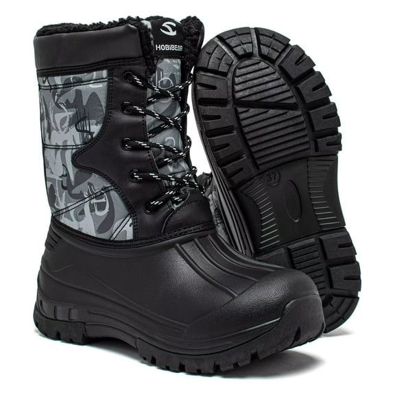 HOBIBEAR Boys' Waterproof Winter Snow Boots with Insulation for Cold Weather