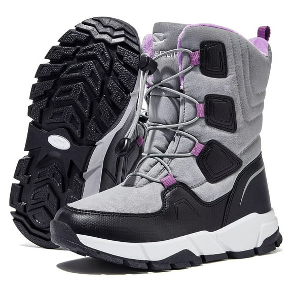 HOBIBEAR Kids Snow Boots Boys Girls Mid Calf Waterproof Warm Faux Fur Lined Insulated Winter Boots(Toddler/Little Kid/Big Kid)