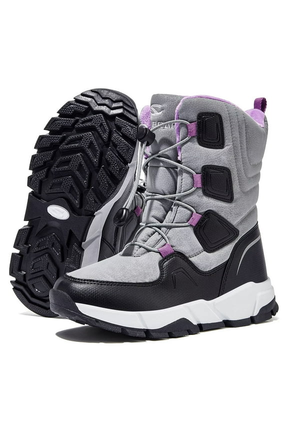 Kids Snow Boots Boys Girls Mid Calf Waterproof Warm Faux Fur Lined Insulated Winter Boots(Toddler/Little Kid/Big Kid)