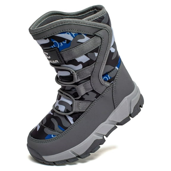 HOBIBEAR Kids Winter Snow Boots Boys Girls Waterproof Outdoor Warm Faux Fur Lined Shoes