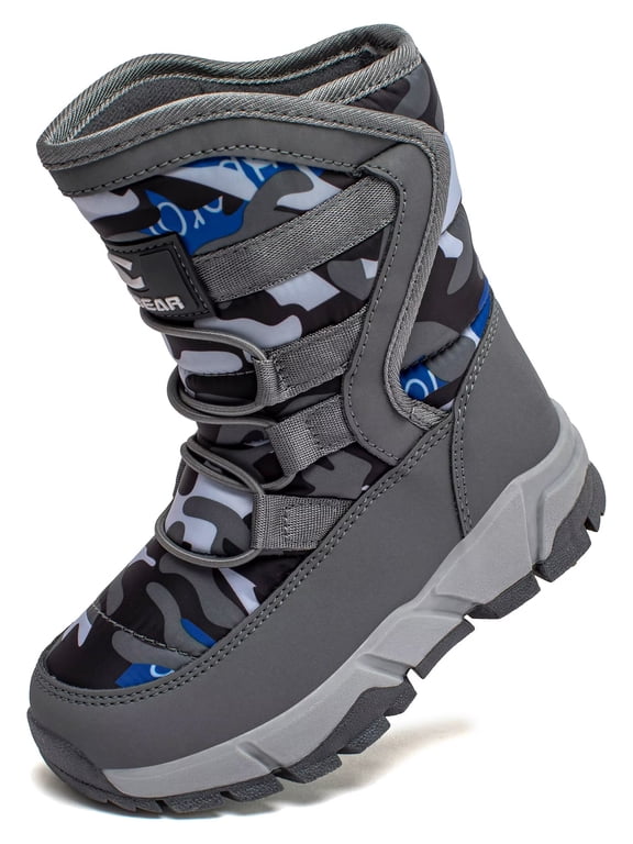 Kids Winter Snow Boots Boys Girls Waterproof Outdoor Warm Faux Fur Lined Shoes