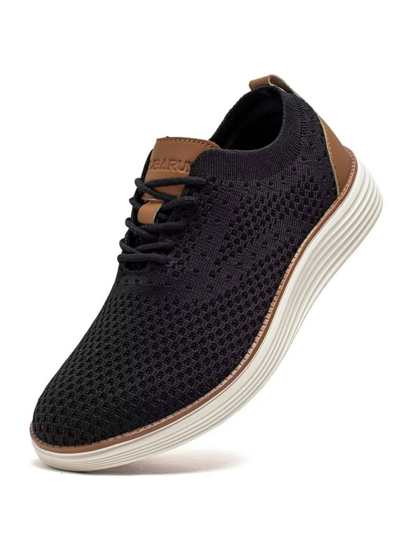 HOBIBEAR Men's Oxfords Shoes Knit Dress Sneakers Business Wingtip Casual Walking Shoes