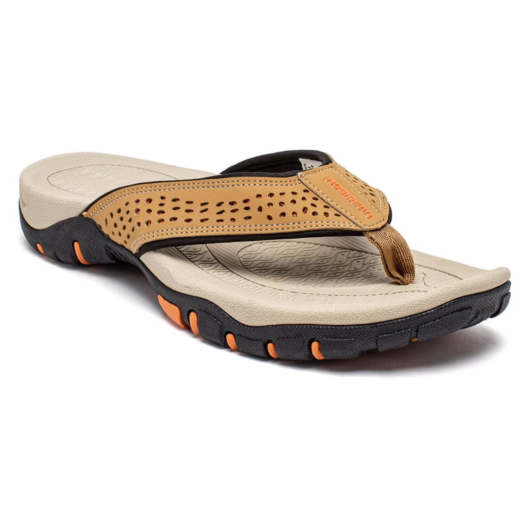 Hobibear Mens Flip Flops, Arch Support Sandals, Wide 
