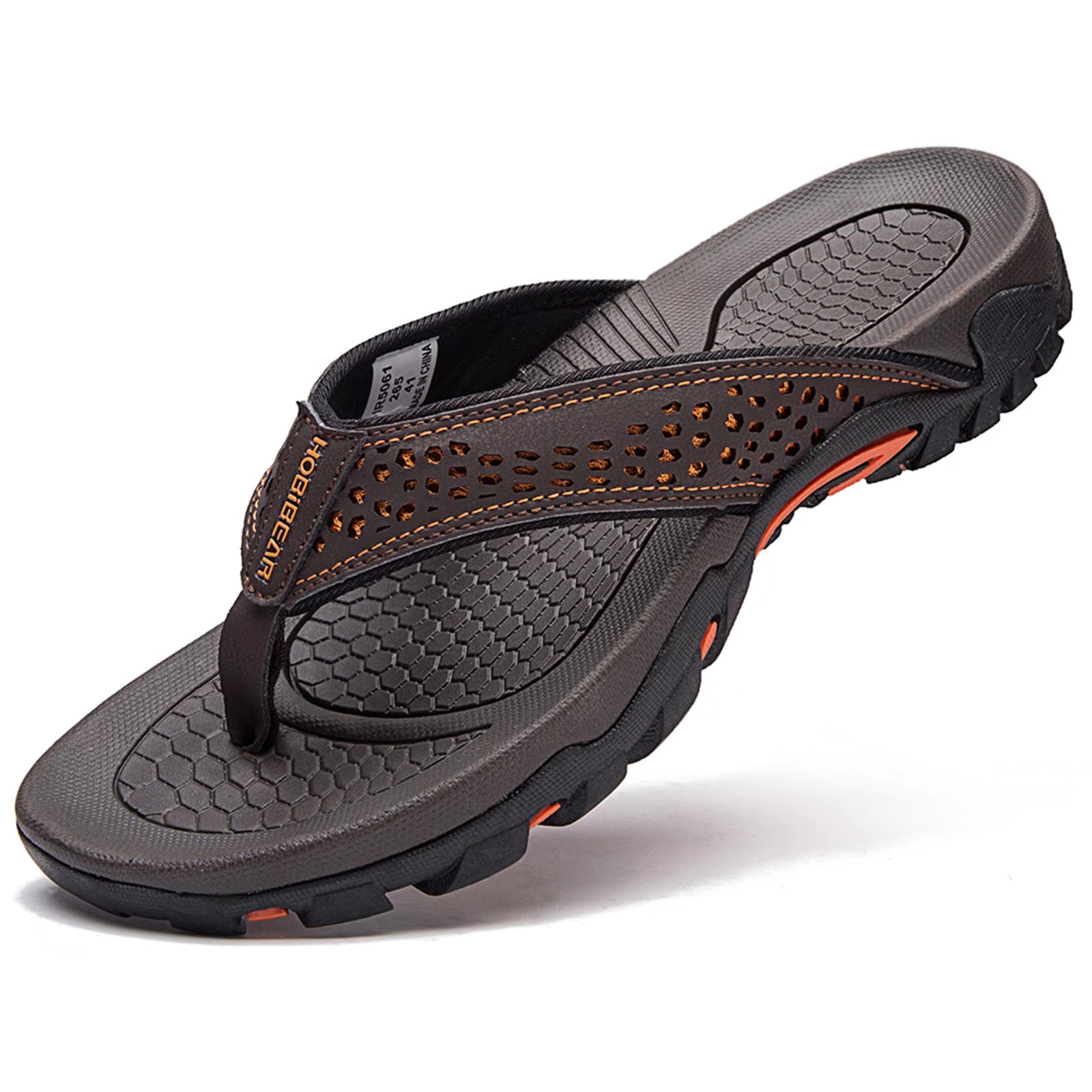  NeedBo Men's Flip Flops Thong Sandals Comfortable Lightweight  Beach Sandal (6 M US, Brown)