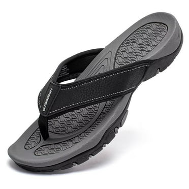 HOBIBEAR Mens Thong Sandals Arch Support Indoor and Outdoor Beach Flip Flop