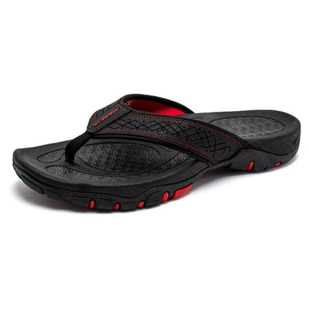 HOBIBEAR Mens Thong Sandals Arch Support Indoor and Outdoor Beach Flip Flop