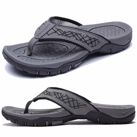 HOBIBEAR Mens Thong Sandals Arch Support Indoor and Outdoor Beach Flip Flop