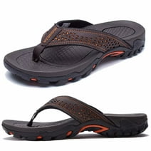 HOBIBEAR Mens Thong Sandals Arch Support Indoor and Outdoor Beach Flip Flop