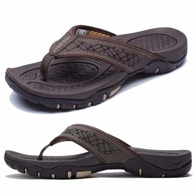 HOBIBEAR Mens Thong Sandals Arch Support Indoor and Outdoor Beach Flip ...