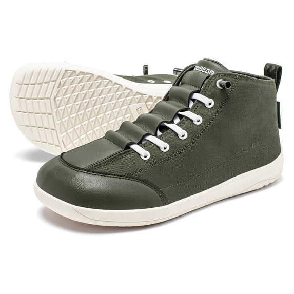 HOBIBEAR Women's Canvas Barefoot Boots: Zero-Drop, Wide-Width, Mid-Top Breathable Walking Footwear