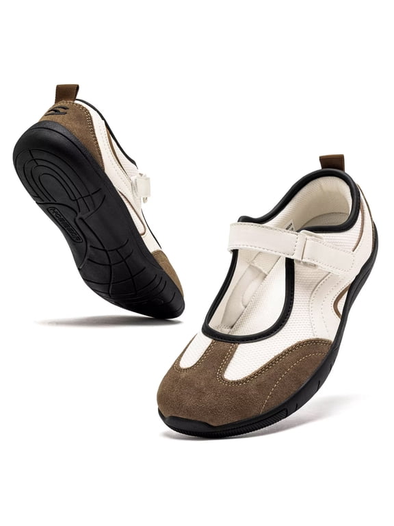Women's Mary Jane Sneakers Retro German Trainer Style Flats Balletcore Comfortable Walking Shoes for Work Casual