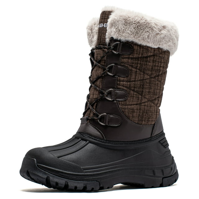 HOBIBEAR Women's Snow Boot AntiSlip Waterproof & Lace Up Winter Boots