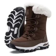 HOBIBEAR Womens Winter Snow Boots   Water Resistant, Faux Fur Lined, TPR Non-Slip Sole, Mid-Calf Outdoor Warm Shoes