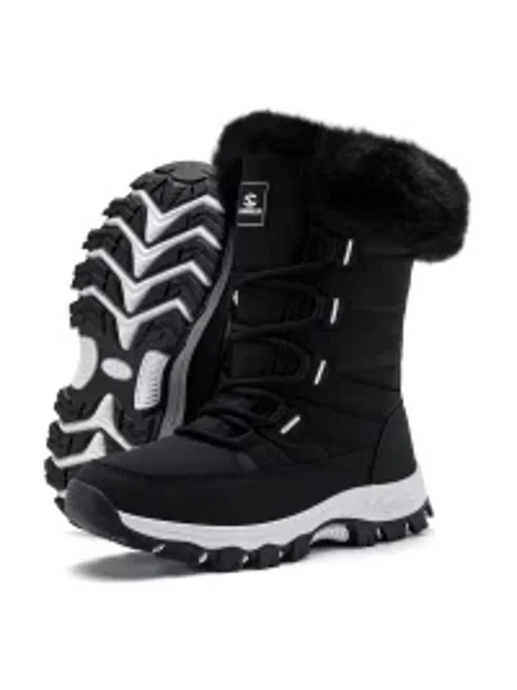 Women's Winter Snow Boots — Water Resistant, Faux Fur Lined, TPR Non-Slip Sole, Mid-Calf Outdoor Warm Shoes
