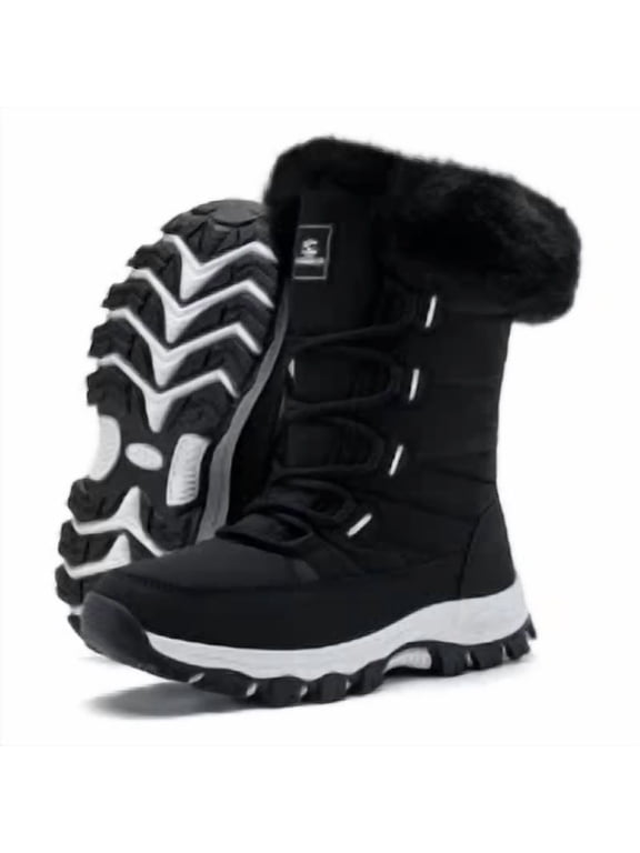 Women's Winter Snow Boots — Water Resistant, Faux Fur Lined, TPR Non-Slip Sole, Mid-Calf Outdoor Warm Shoes