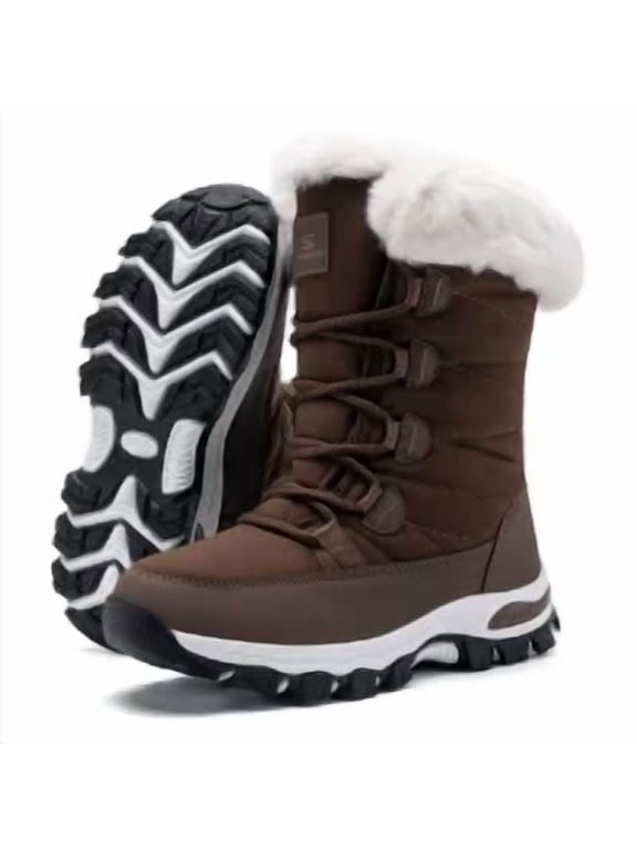 Women's Winter Snow Boots — Water Resistant, Faux Fur Lined, TPR Non-Slip Sole, Mid-Calf Outdoor Warm Shoes