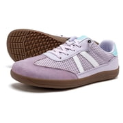 Women's Wide-Toe Casual Sneakers: Breathable Mesh-Synthetic Leather Upper, Lightweight Non-Slip Walking Shoes
