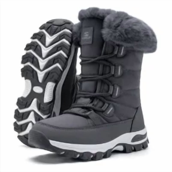 HOBIBEAR Women's Winter Snow Boots — Water Resistant, Faux Fur Lined, TPR Non-Slip Sole, Mid-Calf Outdoor Warm Shoes