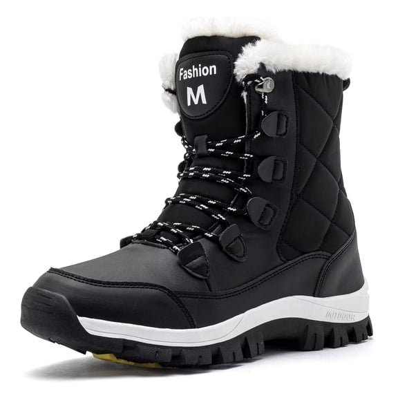 HOBIBEAR Women's Winter Snow Boots Waterproof, Lightweight Mid Calf Boots with Faux Fur Lining