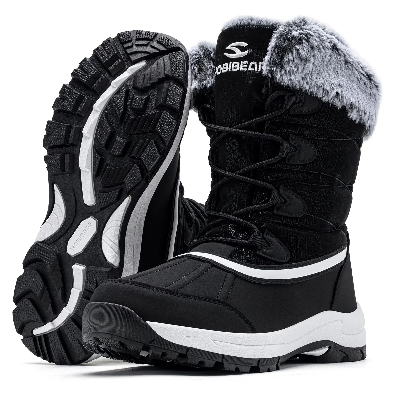 Women's Winter Snow Boots, Waterproof Warm Faux Fur Lined Non‑Slip Winter Outdoor Shoes